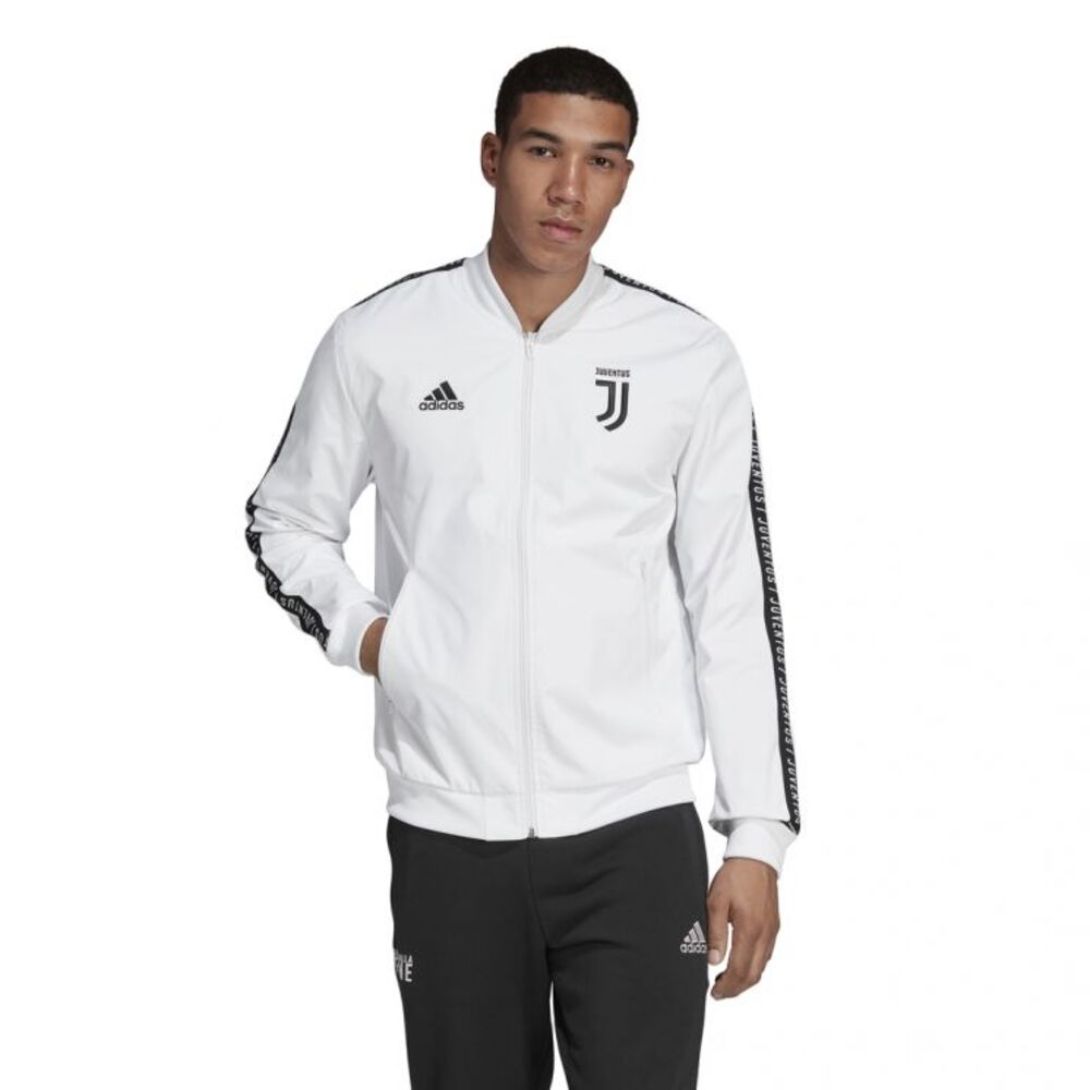 Adidas Vintage Rare Juventus Anthem Jacket White Black Nylon Glanz Medium
